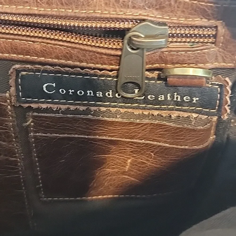 Coronado Leather field crossbody travel bag Buffalo brown leather- vintage 90s